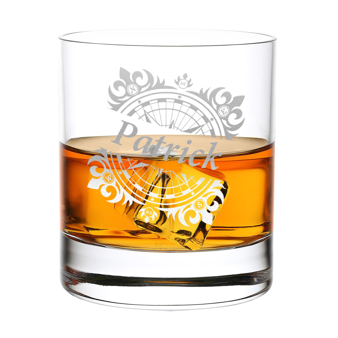 Elegantes Whiskyglas 320 ml mit personalisierter Gravur - Klassisches Ornament