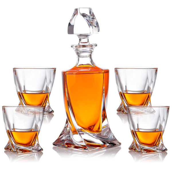 Whisky Dekanter Set inklusive 4 Gläser mit Gravur 