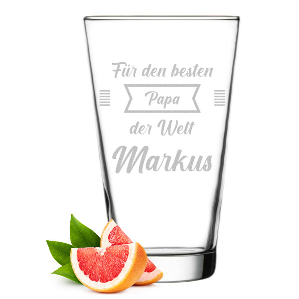 Longdrinkglas mit personalisierter Gravur für Papa