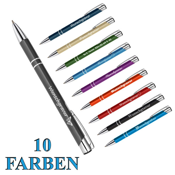 Farbe 10 Touchpen Drehkugelschreiber mit Gravur aus Edelstahl blau 