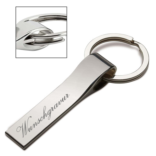Schlüsselanhänger in silber aus Metall inkl. Gravur