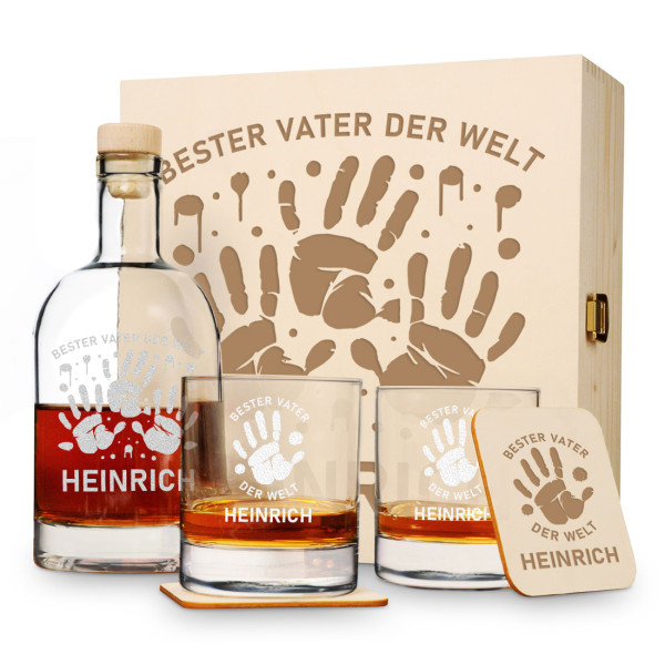 Whisky Set 6-teilig mit Gravur für Väter - Motiv Bester Vater der Welt