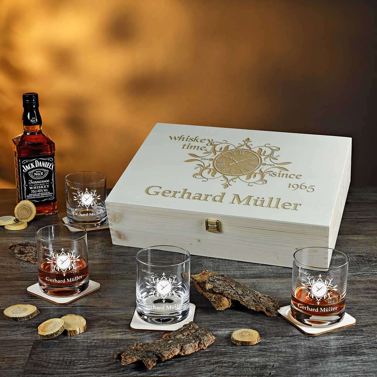 Polar-effekt Whisky Set Mit Gravur - Karaffe & 2 Gläser Mit Segelschiff Design