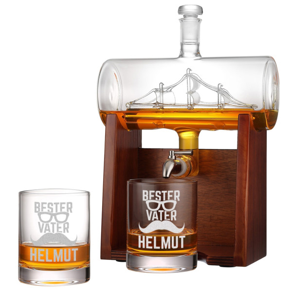 Whisky Dekanter Set mit Motiv Gravur Bester Vater - Geschenke für Männer